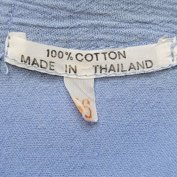 Men's Oversized Loose Fitting Blue Button Up Cotton Shirt - UNISEX - Picture 5 of 13